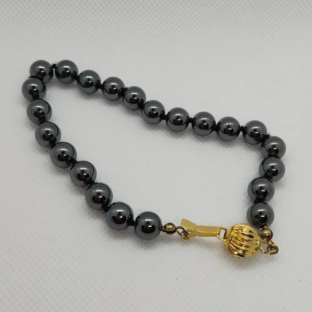🔺️Black Hematite Beads w/Gold Clasp Anklet